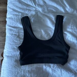 Black Ribbed Crop Top by Alo Yoga